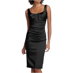 Suzi Chin for Maggy Boutique Stretch Satin Cocktail Dress Black Sexy Size 10